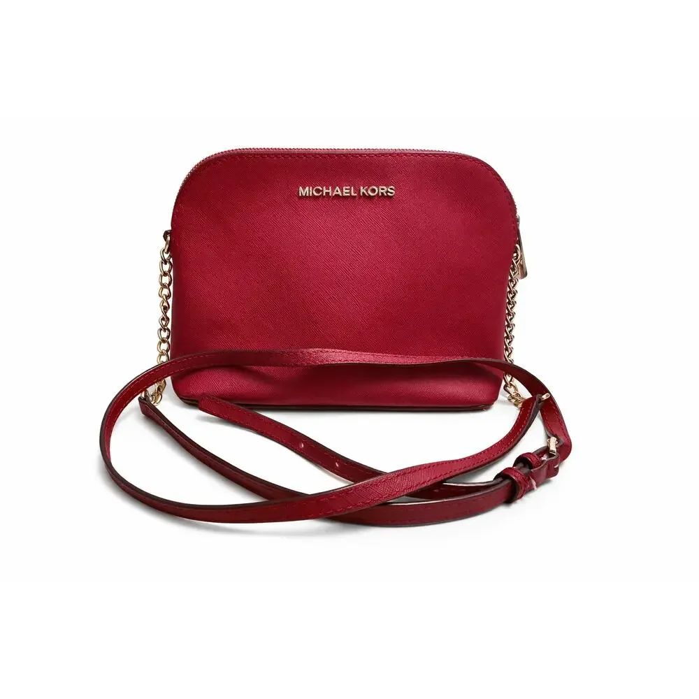 Michael Kors Jet Set‎ Red Saffiano Leather Crossbody Gold Chain Y2K Chic